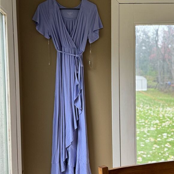 Isabel Maternity Flutter Short Sleeve Maxi Empire Waist Dress NWOT Size XS - Picture 3 of 6